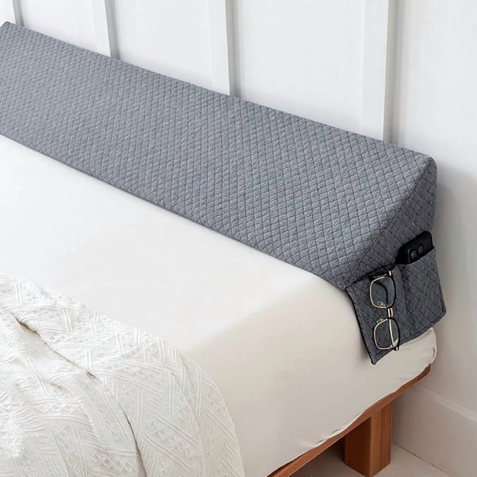 Extra Long Bed Wedge Pillow - Grey Twin Size Headboard & Mattice Gap Filler, Bed Bolster for Back Support, Dorm, RV, Hotel & Home Decor Must Haves