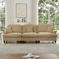 thumbnail image 3 of Newest Elegant Large 3 Seater Sofa Couch,Flared Arms,Removable Ruffles Pleats Skirts,Spindle Legs, Comfy Chenille Three-Seat Sofa for Living Room, Light Coffee, 3 of 20