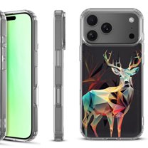 For iPhone 17 Pro Shockproof Protective Phone Case, by OneToughShield - Geometric Deer
