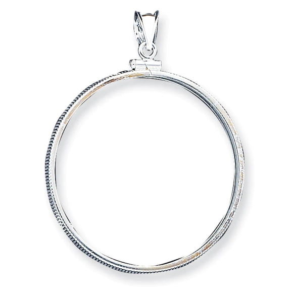 Wideband  Distinguished Coin Jewelry Sterling Silver Polished 39.4 x 3.1mm 1 oz. Screw Top Coin Bezel Pendant
