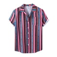 thumbnail image 3 of Camisas De Lino Para Hombre Masculino de primavera impreso camiseta Tops Retorno Collar Button Top Blouse Casual Short camisas de manga Fashion Blouse (Red, XL), 3 of 6
