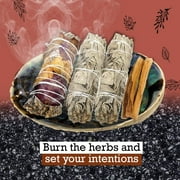HIPFREE Smudge Kit White Sage Cedar Flower Sage Yerba Santa Palo Santo Home Cleansing Blessing Serenity