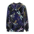 thumbnail image 4 of Renewold Oversized Regular Hoodie for Women Size S Long Zip Up Hoodies Night Natural Dragonflies Print Tops Polyester Wrinkle Resistant Fabric Jacket Fall Winter Warm Coat with Pocket, 4 of 5