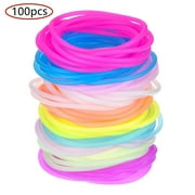 10 Colors Multicolor Silicone Jelly Bracelets Hair Ties for Girls Women, 100 Pieces Random Color for Party Favors, Adults, Women, Girls by Topboutique( Luminescent)