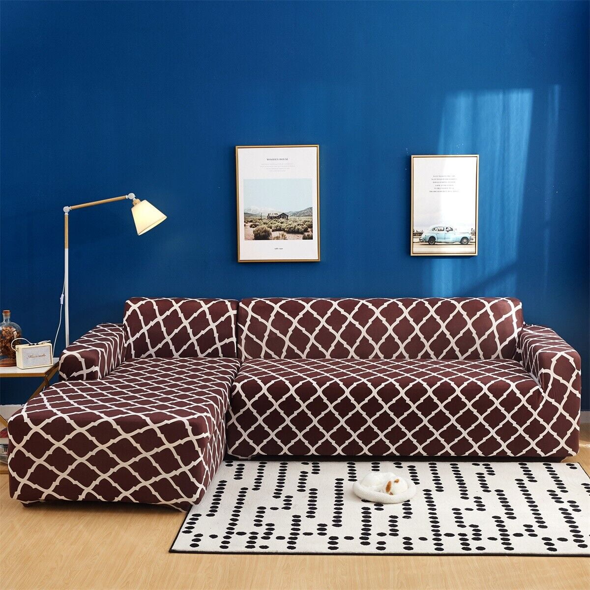 2pcs Stretch Sectional Couch Covers 3 Seater+3 Seater L Shape Sofa Covers Corner Sofa Slipcover
