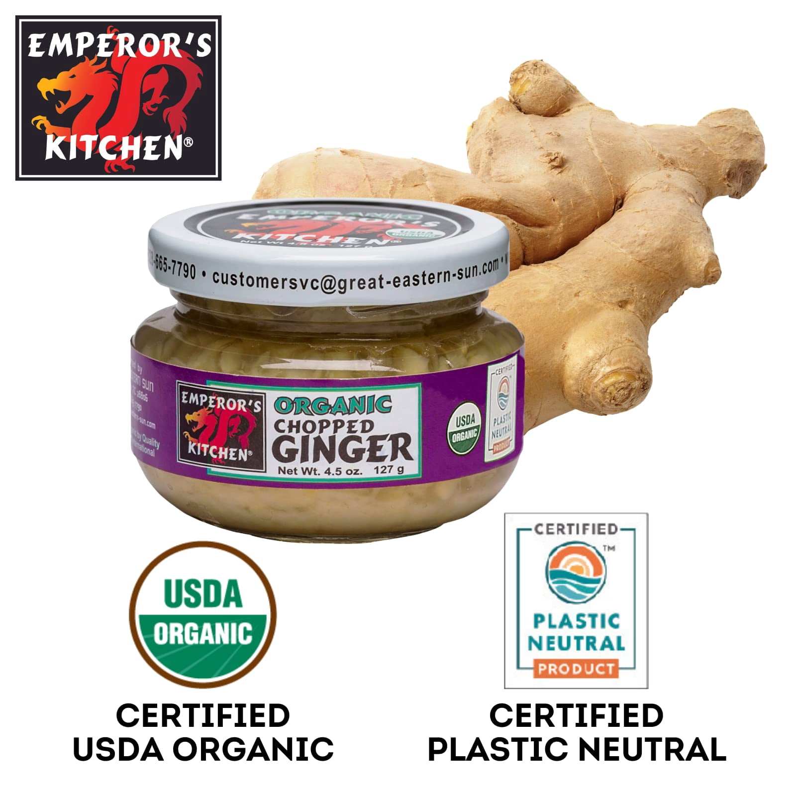 (Pack Of 12) Emperor's Kitchen Ginger Chopped Emperor's Kitchen Organic 4.5 Oz