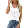 thumbnail image 2 of aidice Tank Tops for Women Cotton Sleeveless Button Crewneck Tops Summer Vacation Beach Tanks Solid Color, 2 of 5