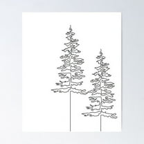 Minimal Pine Tree Line Art Poster Wall Art, Modern Wall Decor For Living Room Bedroom, 16x24 UNFRAMED