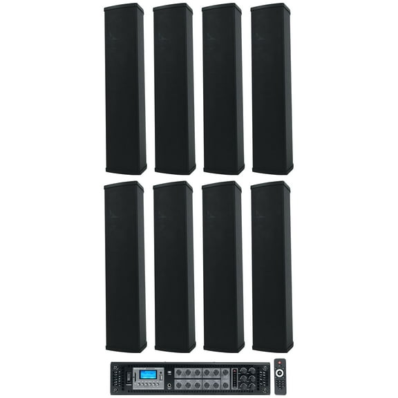 Rockville RCS650-6 70v Commercial Amplifier Bluetooth Amp 8) Line Array Speakers