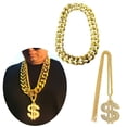 thumbnail image 2 of 2 PCS Eye Catching Rapper Chains Gold Chain Necklace Fashionable Hip Hop Necklace Unique Accessory for Parties Cosplay, 2 of 18