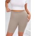 thumbnail image 2 of SHOWMALL Plus Biker Shorts for Women High Waist 8" Tummy Control Soft Athletic Yoga Workout Running Gym Shorts Light Taupe 2X, 2 of 10