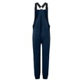 thumbnail image 5 of Overalls for Women Loose Fit Fuzzy Sherpa Lined Warm Winter Jumpsuits Adjustable Strap Fleece Overalls with Pockets Navy M, 5 of 6