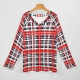 thumbnail image 3 of LYWC Red And Navy Checkered Plaid-482 Long Sleeve Shirts For Women Oversized Tshirts Tops Tees Fall T-Shirts V Neck, 3 of 7