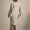 White, variant on Women's Solid Color Round Neck Formal Gown with Slit Pearl Embellished Sleeves Back Zipper Bodycon Dress White，2XL