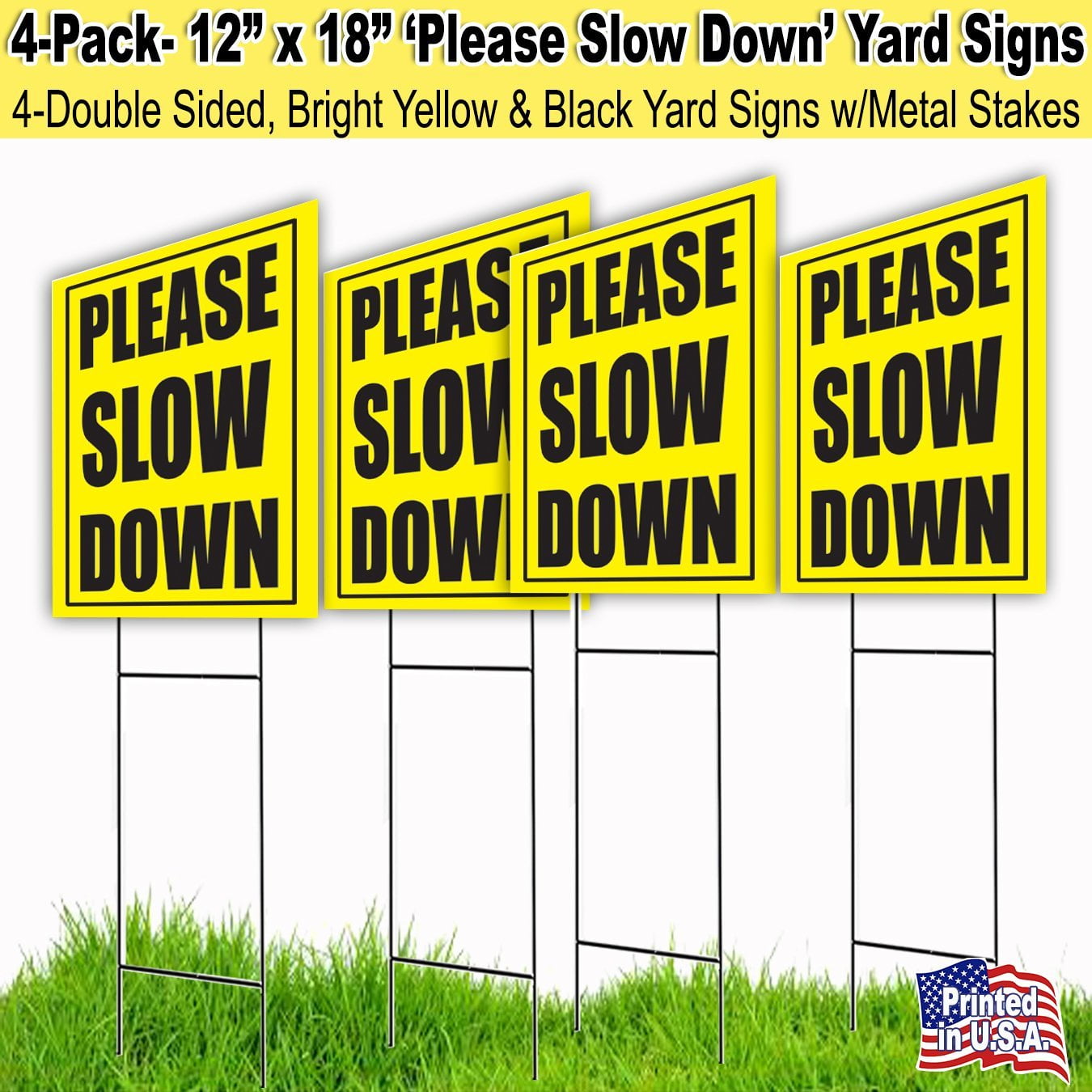 Please Slow Down Yard Sign Lawn Garden Decor Corrugated Plastic Sign With Stakes 
