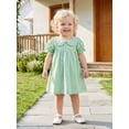thumbnail image 5 of RUINIXCW Toddler Baby Girl Summer Gingham Plaid Dress Cute Puff Short Sleeve Doll Collar Ruffled Casual A-line Dress Clothes 6 Months to 4 Years, 5 of 9