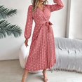 thumbnail image 5 of BAETEUY Women Long Sleeve Dress V-Neck Polka Dot Dress with Tie Waist, 5 of 7