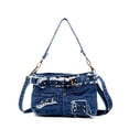 thumbnail image 3 of Bolso de mezclilla personalizado para mujer, estilo Y2K, bolso de hombro minimalista para niñas, ropa de calle, bolso de mano de lujo de gran capacidad para mujer, 3 of 5