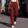 thumbnail image 2 of UAMVSH Wide Leg Cargo Pants for Women Lightweight Fall Outdoor Athletic Pants with Pockets High Waist Hiking Workout Pants(X-Large,Wine 1), 2 of 7