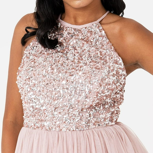 High neck graduation dress hot sale