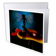 3dRose Fairy Silhouette With Toads And Mushrooms, Greeting Cards, 6 x 6 inches, set of 12