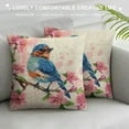 thumbnail image 3 of Nawypu Watercolor Painting Throw Pillow Covers Birds On The Tree With Spring Pink Flowers Pillow Covers Home Decorative Square Pillowcase for Sofa,Couch,Bed(Watercolor Painting-birds), 3 of 5