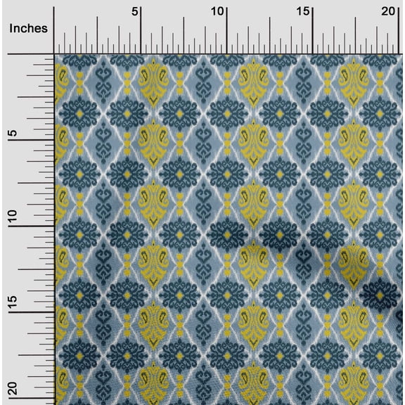 oneOone Organic Cotton Poplin Twill Fabric Geometric|Swirl & Paisley Ikat Decor Fabric Printed BTY 42 Inch Wide