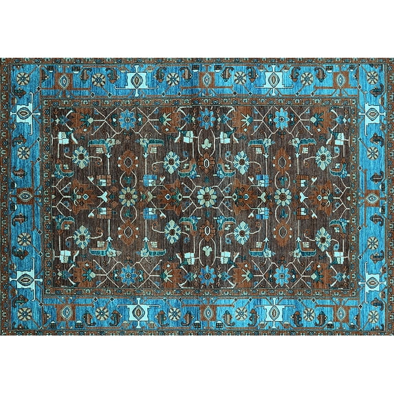Ahgly Company Indoor Rectangle Oriental Light Blue Industrial Area Rugs, 2' x 4'