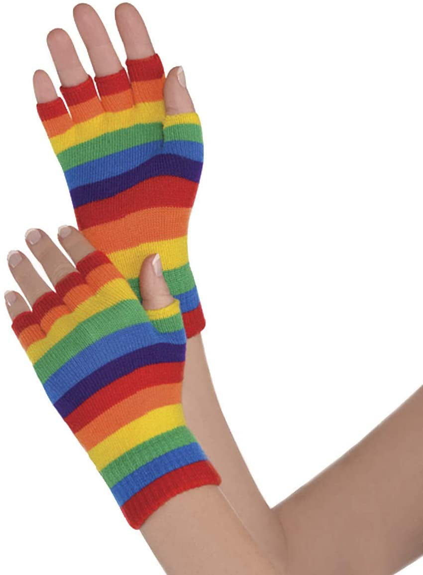 Rainbow Hula Skirt Pride Bandana Rainbow Fingerless Gloves Costume Accessory Kit for LGBTQ Party Dancing Decorations 4 Pcs 