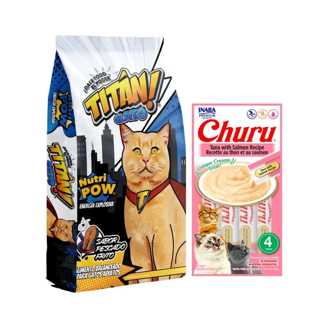 TITAN GATO 15 KG + Churu Snack Salmon y Atun 14 g (4 Pzas.)