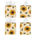 thumbnail image 2 of Sikiie Sunflowers And Bee Leather Tissue Box Cover Square, tissue box holder, Tissue Box with Bottom Belt-5.2”x5.2”x5.2”, 2 of 7
