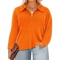thumbnail image 2 of Women's Women's Half Zip Pullover Tops Fall Casual Solid Color Long Sleeve Blouses Trendy Oversized Loose Knit Shirts, 2 of 6