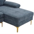 thumbnail image 6 of U-Shaped Sectional Sofa, 4-Seat Indoor Modular Sofa Living Room Sofa with Padded Backrest and Metal Legs, Modern Upholstered Sofa Couch Chaise Lounge Sofa for Home Office, Blue, 6 of 7