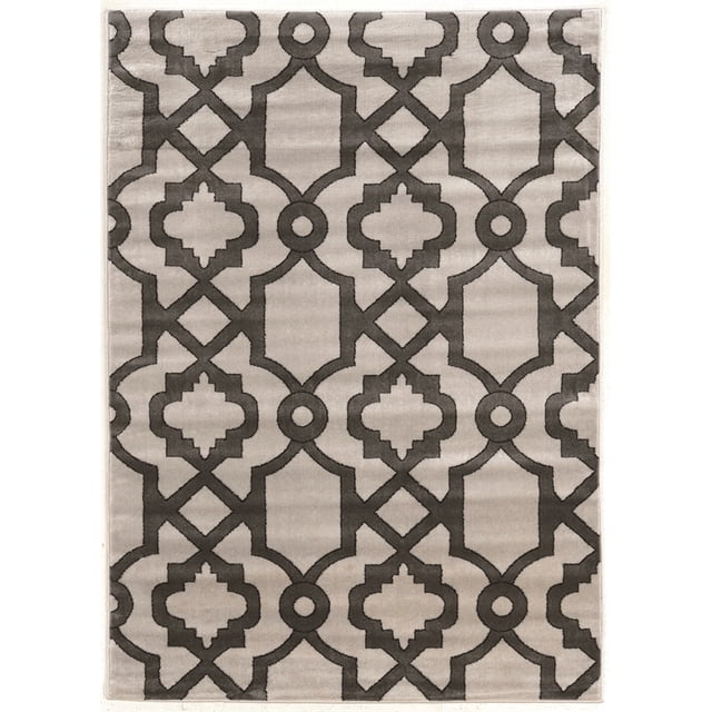 Linon Elegance Geo Power Loomed Polypropylene 5'x7' Rug in Gray