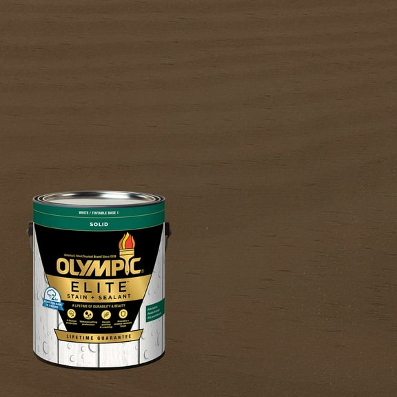 Olympic Elite 1 Gallon SC-1004 Autumn Brown Solid Advanced Exterior Stain and Sealer in One