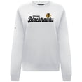 thumbnail image 2 of Women's Levelwear White Chicago Blackhawks Yvette Big Script Tri-Blend Sweatshirt, 2 of 3