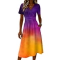 thumbnail image 5 of AHMOMEI Women's Midi Dress Summer Beach Vacation Wrap V Neck Swing Dresses Trendy Loose Tie-Dye Short Sleeve Dress, 5 of 6