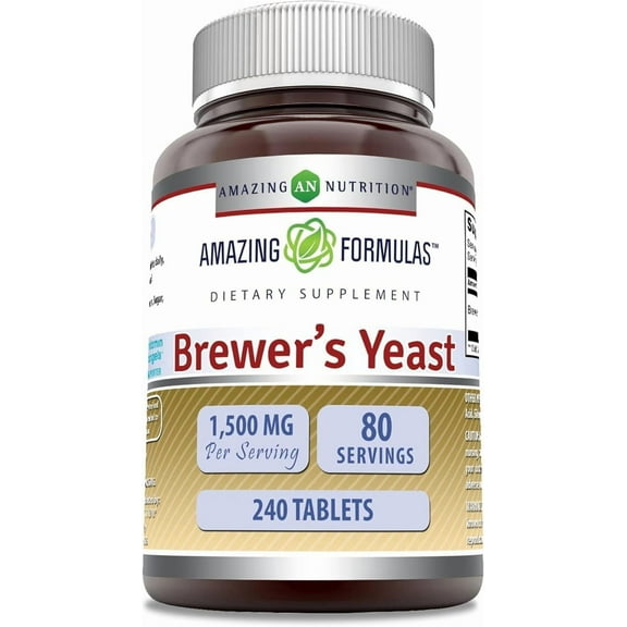 Amazing Formulas Brewer's Yeast 1500mg Per Serving 240 Tablets Supplement | Non-GMO | Gluten Free