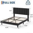 thumbnail image 2 of Full Size Bed Frame, Velvet Upholstered Platform Bed with Adjustable Vertical Channel Tufted Headboard, No Box Spring Needed, Easy Assembly, Black, 2 of 8