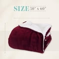 thumbnail image 2 of Elegant Comfort Throw Blanket, Reversible Sherpa Flannel, Ultra-Soft, Fuzzy, Plush- All season Lightweight Decorative Throw, 50 x 60 inches, Solid Sherpa Throw, Burgundy, 2 of 5