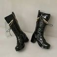 thumbnail image 4 of POROPL Boots for Women Mid Calf High Heel Leathertassel Knight Shoes,Womens Boots Size 4.5, 4 of 6