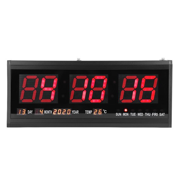 Led Digital Wall Clock Large Modern Led Digital Wall Clock Large Modern LED Digital Wall Clock Date Temperature 24 Or 12 Hour Office EU Plug 110V-240V
