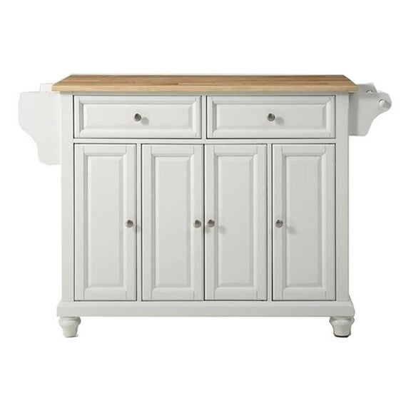 Pemberly Row Traditional Wood Kitchen Island in Natural/White