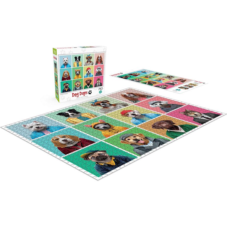 Buffalo Games Canine Collage 750 Piece Jigsaw Puzzle - Dogs In Clothes, 24x18 Inches, Includes Poster