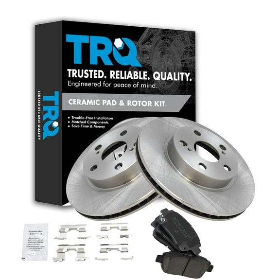 TRQ Front Brake Pad & Rotor Kit Brake Pads Brake Rotor Ceramic Fits Select 2004-2009 Toyota Prius