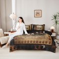 thumbnail image 4 of Castle Fairy Jungle Bear 7-Piece Twin Bedding for Teens,Western Vintage Cow Print Bedding Comforter Set,Brown Black Cream,Black Reversible, 4 of 7
