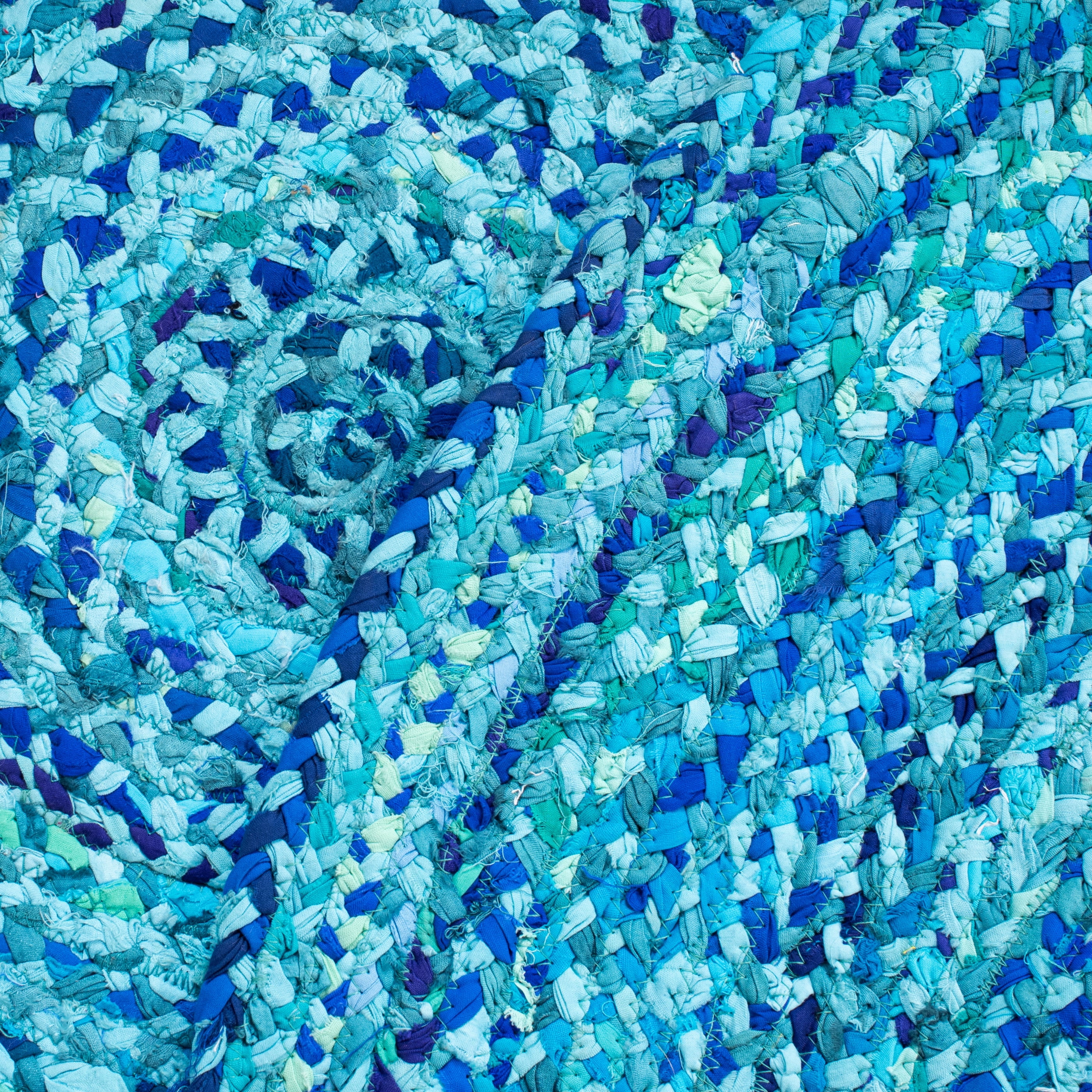SAFAVIEH Braided Calvin Transitional Cotton Reversible Area Rug, Turquoise, 7' x 7' Round