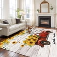 thumbnail image 2 of Sunflower Truck Area Rugs 8'x10', Small Throw Rugs for Living Room Patio, Elegant Yellow Floral Summer Botanical Wooden Indoor Outdoor Rug Non-Slip Low Pile Carpet Runner Reversible Floor Mats, 2 of 8