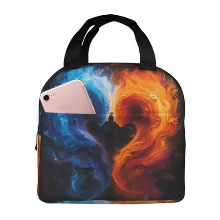 Insulated Lunch Bag for Women Men - Red and Blue Abstract Leakproof Cooler Lunch Box for Women Men  Lunch Tote Bags for Work School Picnic Travel