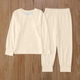 thumbnail image 2 of Spring Outfits Girls Children Solid Color Pajamas New Set Home Clothes Sleepwear Set Infant Girl Clothes Beige 2 Years-3 Years, 2 of 7
